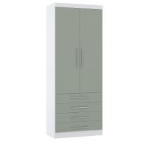 Guarda Roupa Modulado 90cm 2 Portas E 4 Gavetas Alpes Luciane Móveis Branco Pf Com Verde Pf - 1