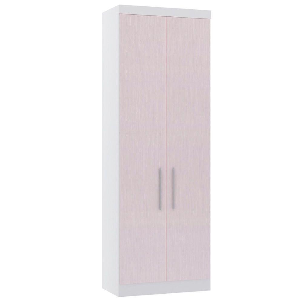 Guarda Roupa Modulado 79cm 2 Portas Alpes Luciane Móveis Branco Pf Com Rosa Pf - 1