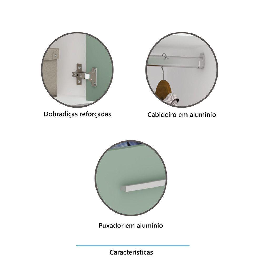 Guarda Roupa Modulado 79cm 2 Portas Alpes Luciane Móveis Branco Pf Com Rosa Pf - 4