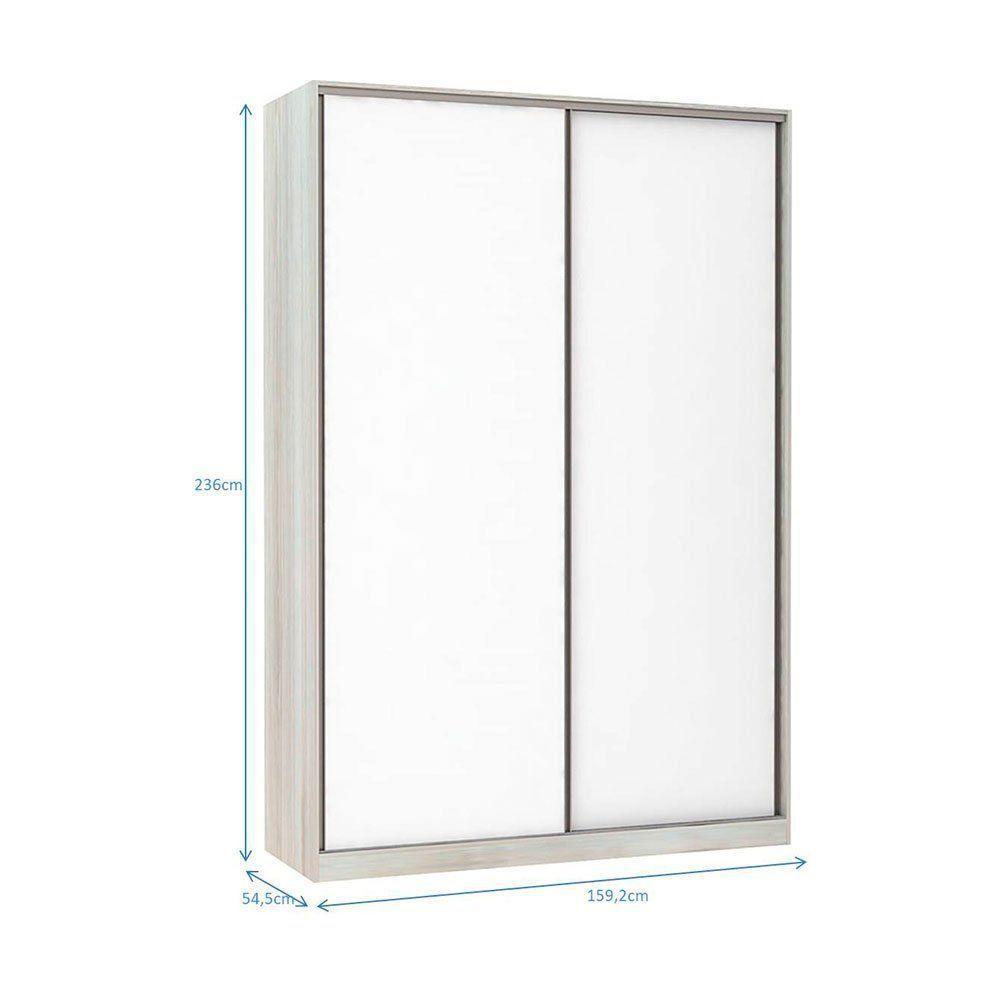 Guarda-roupa 2 Portas De Correr 160Cm Crema Com Branco Mat - 2