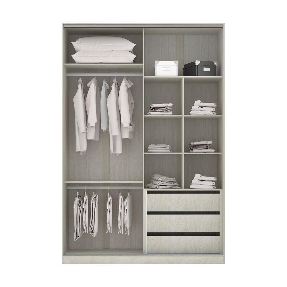 Guarda-roupa 2 Portas De Correr 160Cm Crema Com Branco Mat - 3