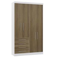 Guarda Roupa Modulado 134,50cm 4 Portas E 4 Gavetas Alpes Luciane Móveis Branco Pf Com Avelã Pf - 1