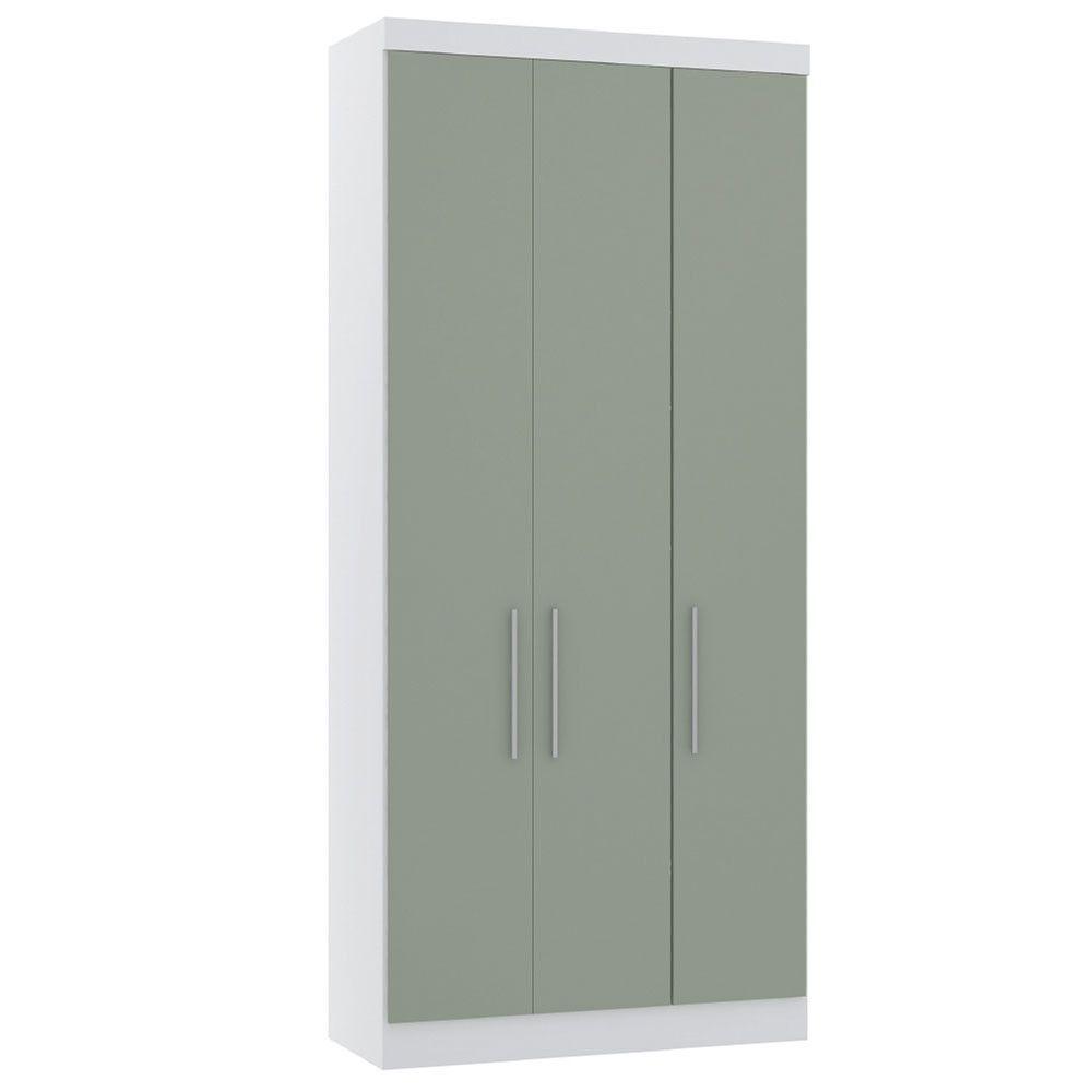 Guarda Roupa Modulado 101,50cm 3 Portas Alpes Luciane Móveis Branco Pf Com Verde Pf - 1