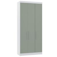 Guarda Roupa Modulado 101,50cm 3 Portas Alpes Luciane Móveis Branco Pf Com Verde Pf - 1