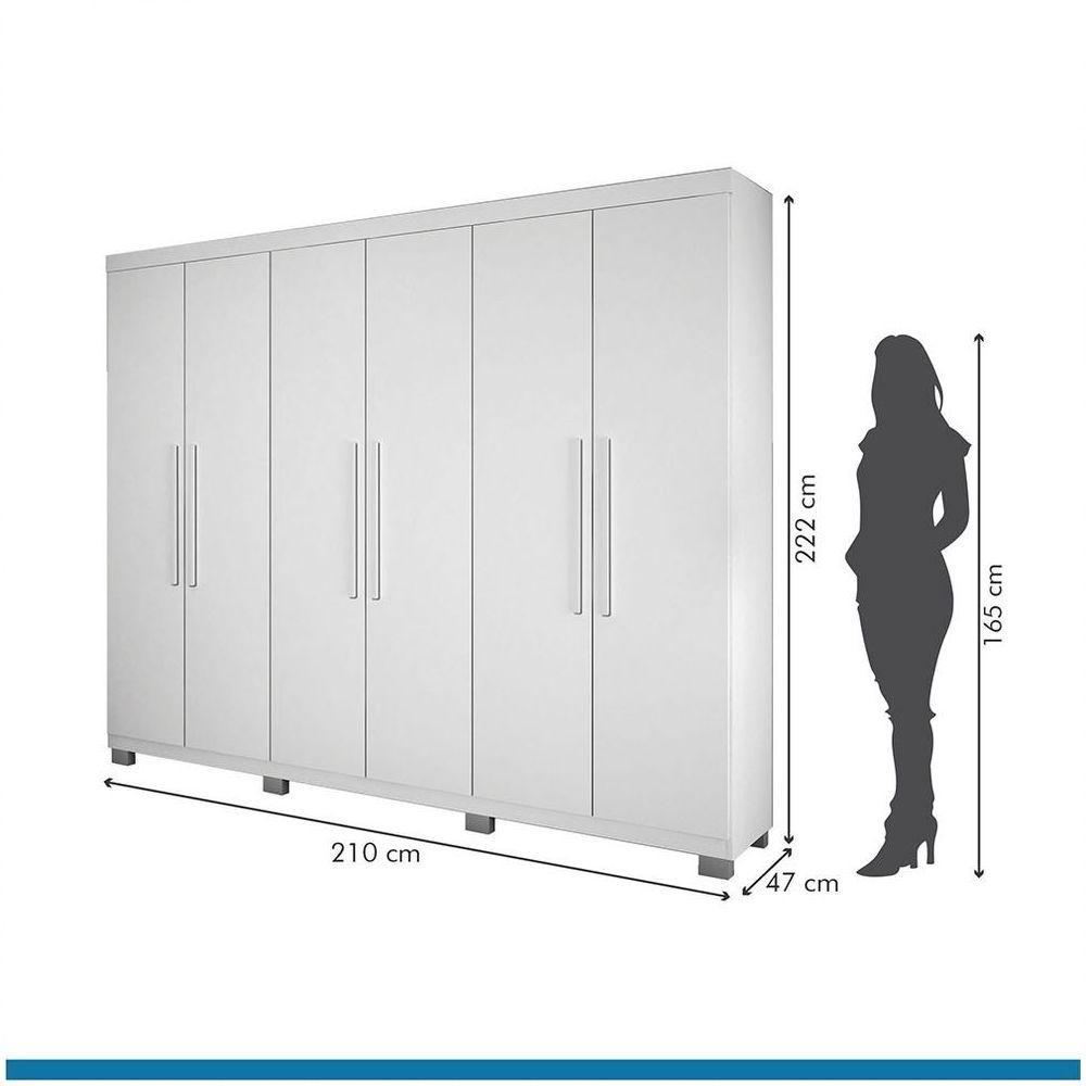 Roupeiro 6 Portas 4 Gavetas Master Branco - 3