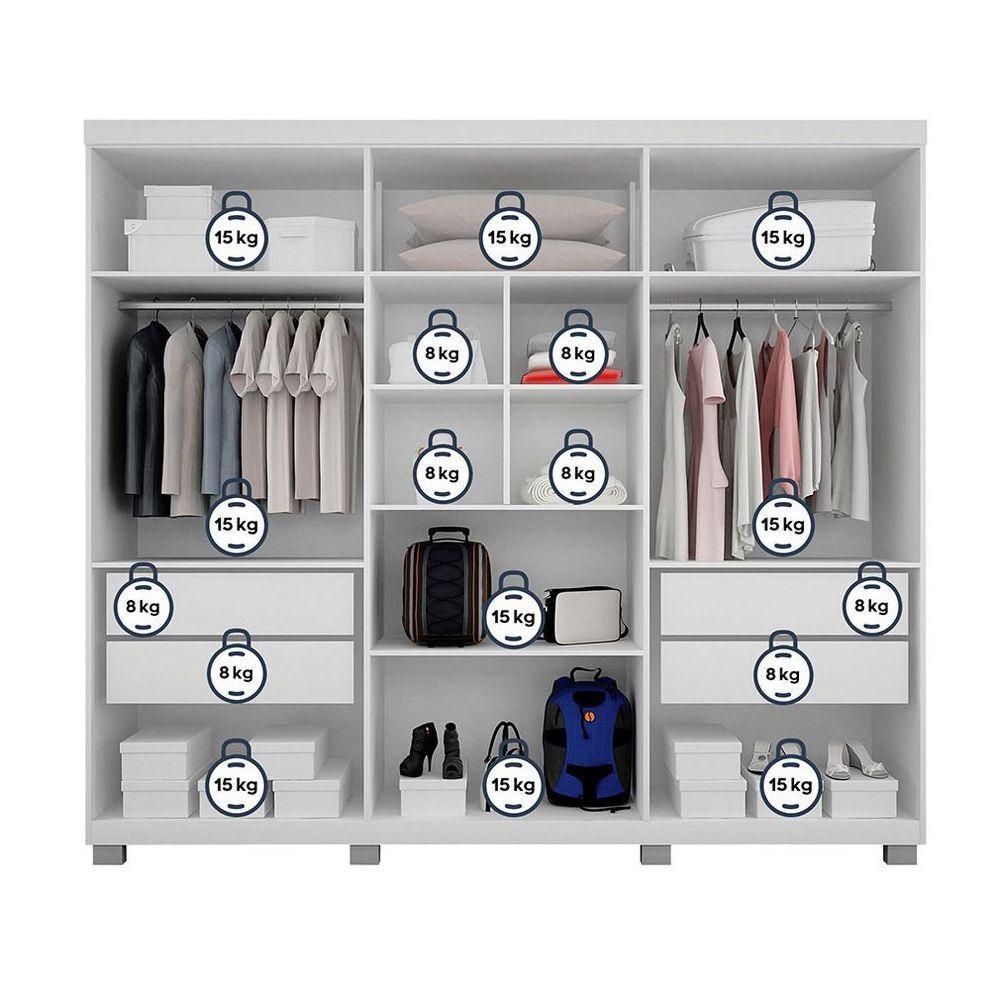 Roupeiro 6 Portas 4 Gavetas Master Branco - 4