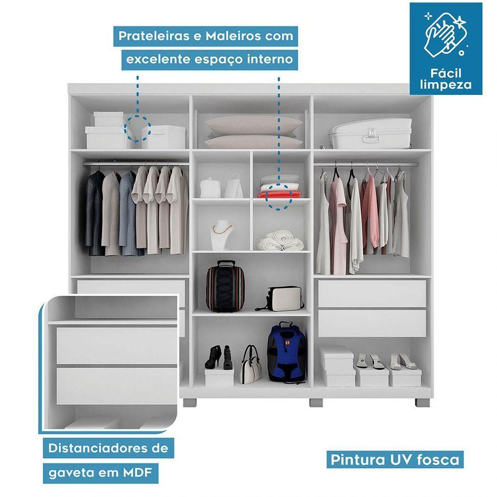 Roupeiro 6 Portas 4 Gavetas Master Branco - 5