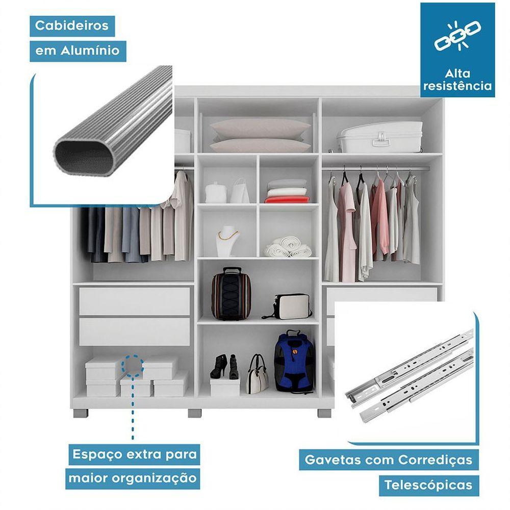 Roupeiro 6 Portas 4 Gavetas Master Branco - 6