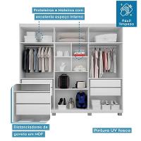 Roupeiro 6 Portas 4 Gavetas Master Branco - 5