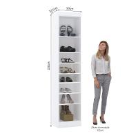 Guarda Roupa Sapateira Modulado 50cm 1 Porta Alpes Luciane Móveis Branco Pf Com Branco Pf - 3