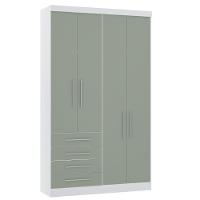 Guarda Roupa Modulado 134,50cm 4 Portas E 4 Gavetas Alpes Luciane Móveis Branco Pf Com Verde Pf - 1
