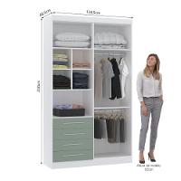 Guarda Roupa Modulado 134,50cm 4 Portas E 4 Gavetas Alpes Luciane Móveis Branco Pf Com Verde Pf - 4
