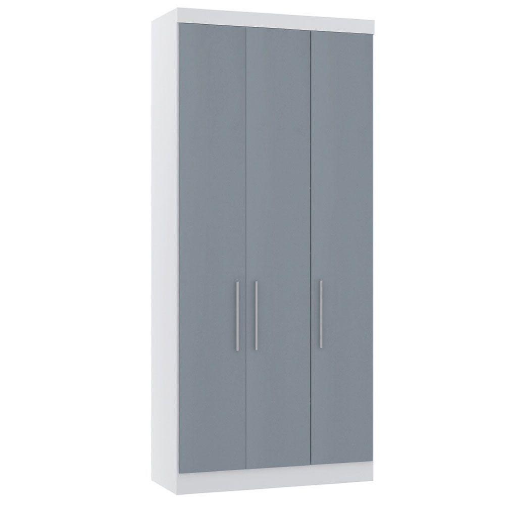 Guarda Roupa Modulado 101,50cm 3 Portas Alpes Luciane Móveis Branco Pf Com Grey Sky Pf - 9