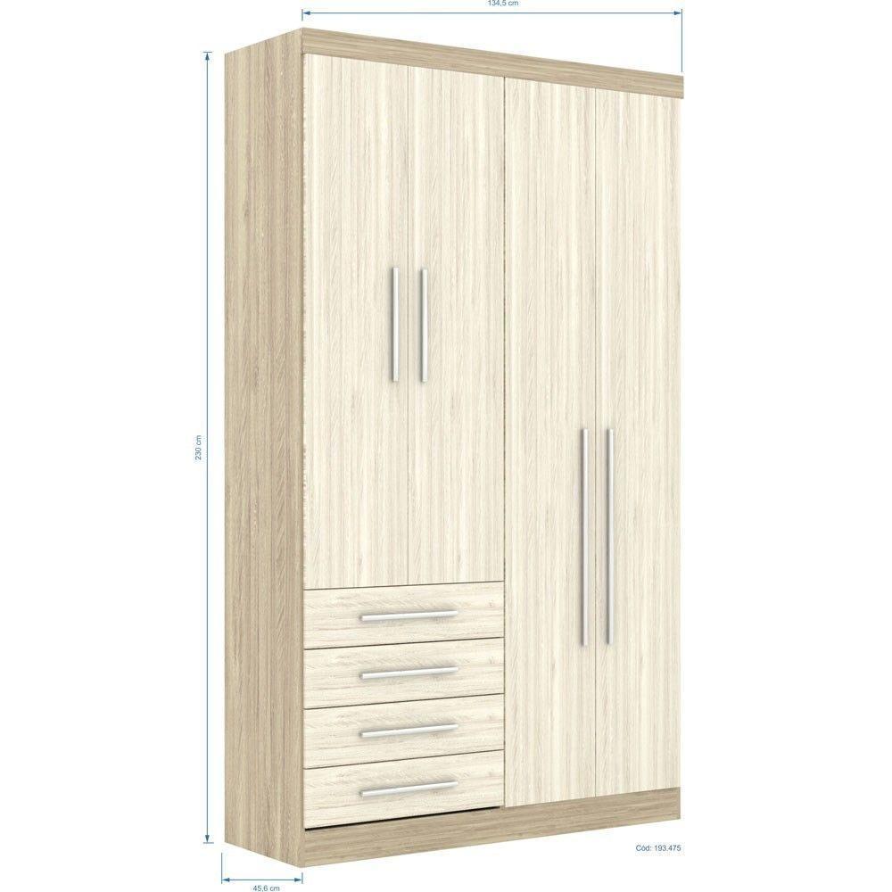 Guarda Roupa Modulado 4 Portas 4 Gavetas 193 Master Avelã Rústico/Ártico Rústico - Eucamóveis - 2