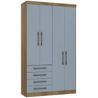 Guarda Roupa Modulado 134,50cm 4 Portas E 4 Gavetas Paris Luciane Móveis Avelã Pf Com Grey Sky Pf - 1