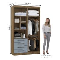Guarda Roupa Modulado 134,50cm 4 Portas E 4 Gavetas Paris Luciane Móveis Avelã Pf Com Grey Sky Pf - 5