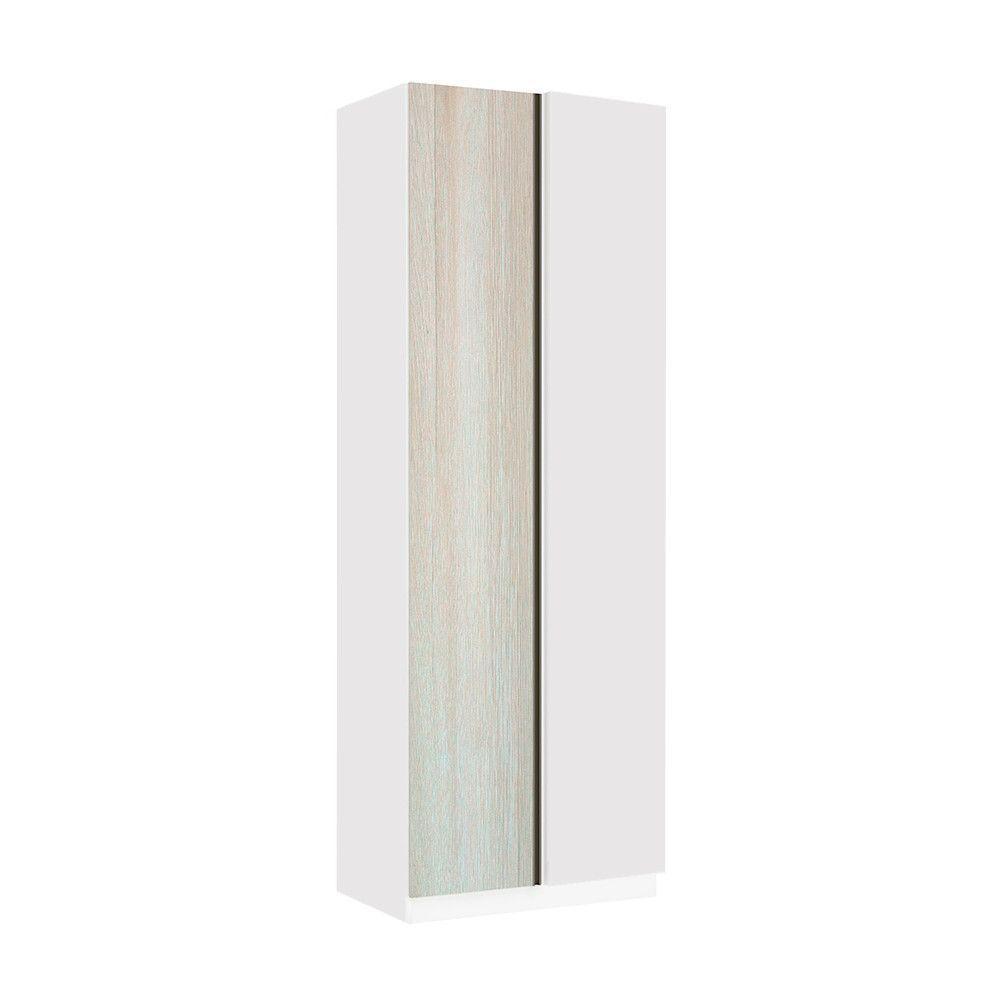 Guarda Roupa Canto 1 Porta 80cm Branco Com Legno Crema - 1