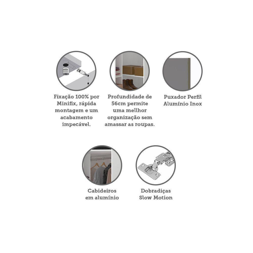 Guarda Roupa Canto 1 Porta 83cm Branco Com Cinza Puro - 3