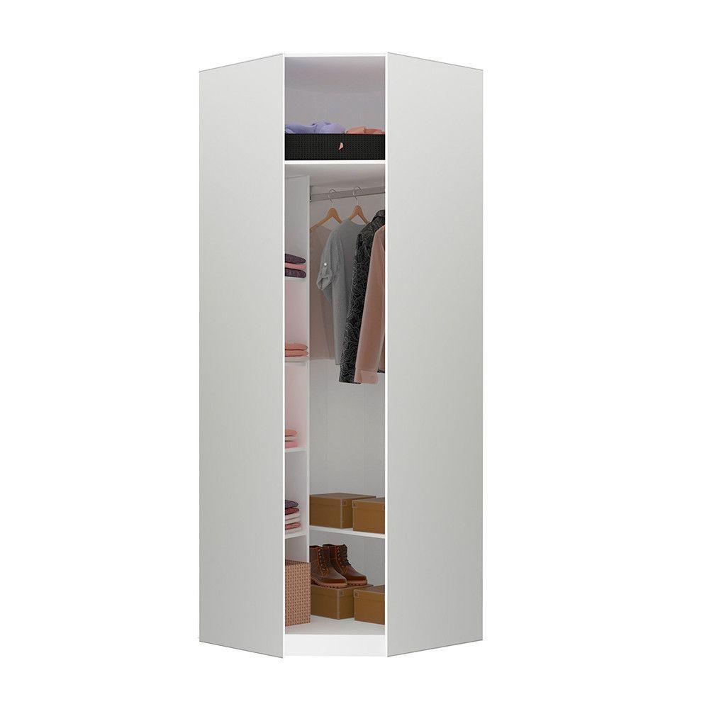 Guarda Roupa Canto 83,8cm 5 Prateleiras 1 Cabideiro Branco - 1
