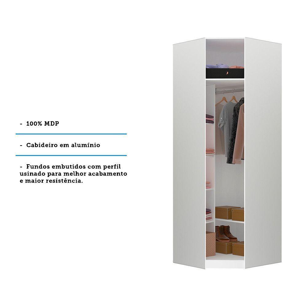 Guarda Roupa Canto 83,8cm 5 Prateleiras 1 Cabideiro Branco - 3