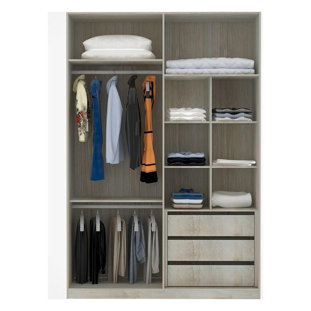 Guarda-roupa 2 Portas De Correr 160Cm Crema Com Verde Jade - 3