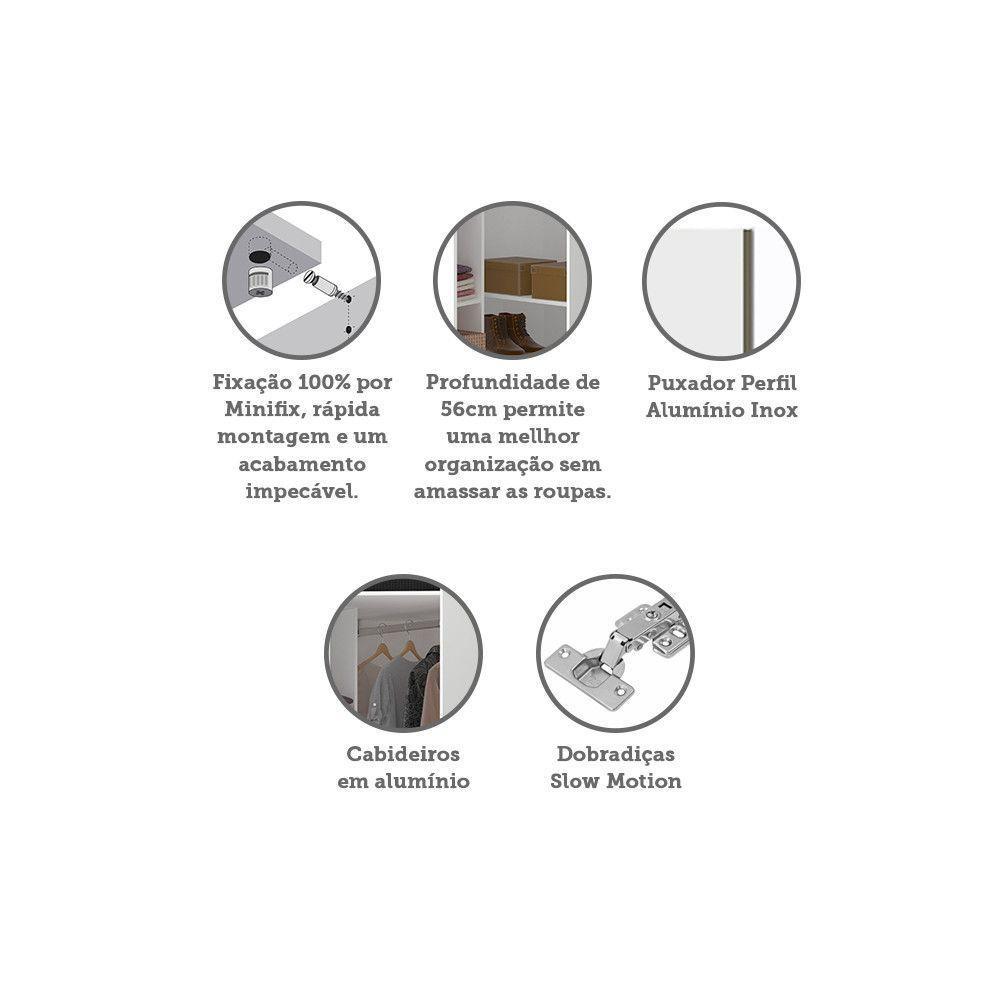 Guarda Roupa Canto 1 Porta 83cm Branco Com Branco Mat - 3