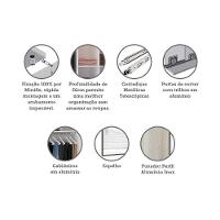 Guarda Roupa 2 Portas De Correr 159cm Branco Com Crema - 5