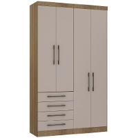Guarda Roupa Modulado 134,50cm 4 Portas E 4 Gavetas Paris Luciane Móveis Avelã Pf Com Cinammon Pf - 1