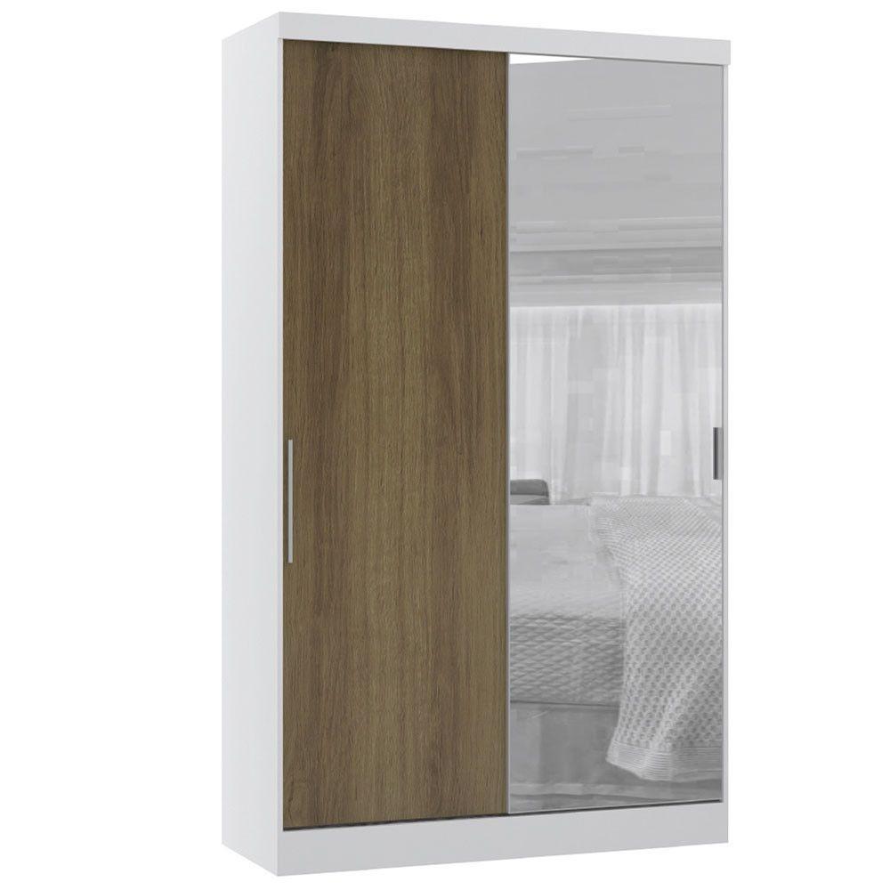 Guarda Roupa Modulado 134,50cm 2 Portas De Correr Com Espelho Alpes Branco Pf Com Avelã Pf - 3