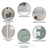 Guarda Roupa Modulado 134,50cm 2 Portas De Correr Com Espelho Alpes Branco Pf Com Avelã Pf - 5