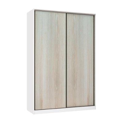 Guarda Roupa Casal Prime 2 Portas de Correr 3 Gavetas Branco FF com Legno Crema