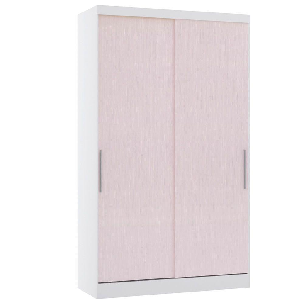 Guarda Roupa Modulado 134,50cm 2 Portas De Correr Alpes Luciane Móveis Branco Pf Com Rosa Pf - 1