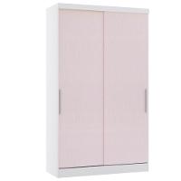 Guarda Roupa Modulado 134,50cm 2 Portas De Correr Alpes Luciane Móveis Branco Pf Com Rosa Pf - 1