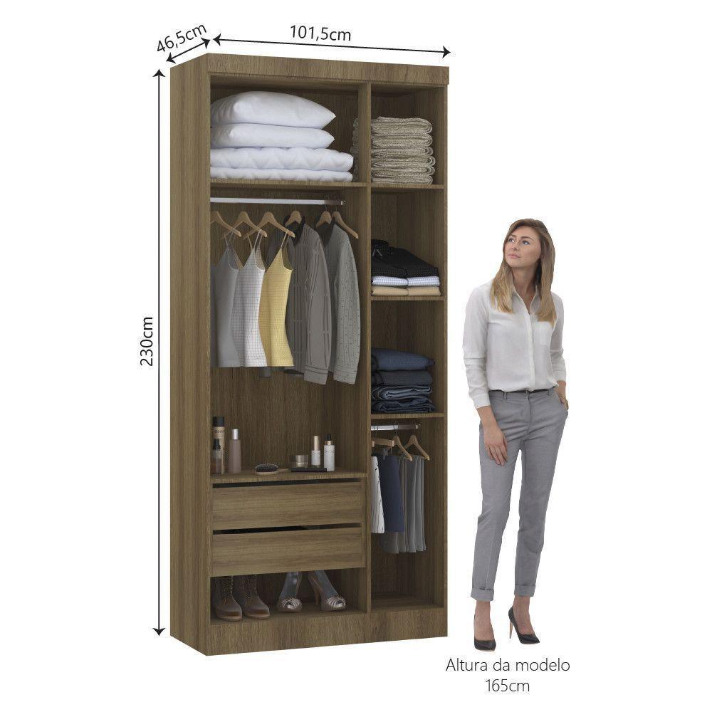 Guarda Roupa Modulado 101,50cm 3 Portas Paris Luciane Móveis Avelã Pf Com Cinammon Pf - 6