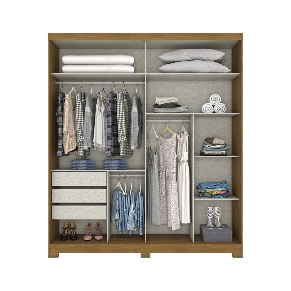 Guarda Roupa Solteiro 02 Portas Deslizantes 03 Gavetas Verg Henn Nature Com Off White - 6