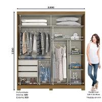 Guarda Roupa Solteiro 02 Portas Deslizantes 03 Gavetas Verg Henn Nature Com Off White - 7