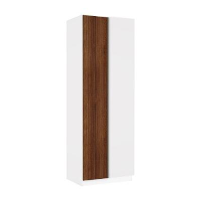 Guarda Roupa Canto Reto Prime Luciane 1 Porta Articulada Branco-Nogueira Dourado