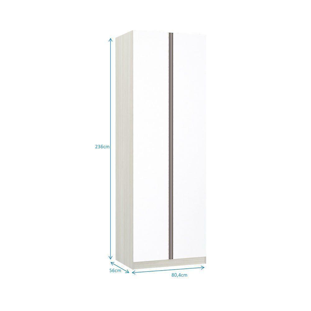Guarda-roupa 2 Portas 80 Cm Legno Crema Com Branco Mat - 2
