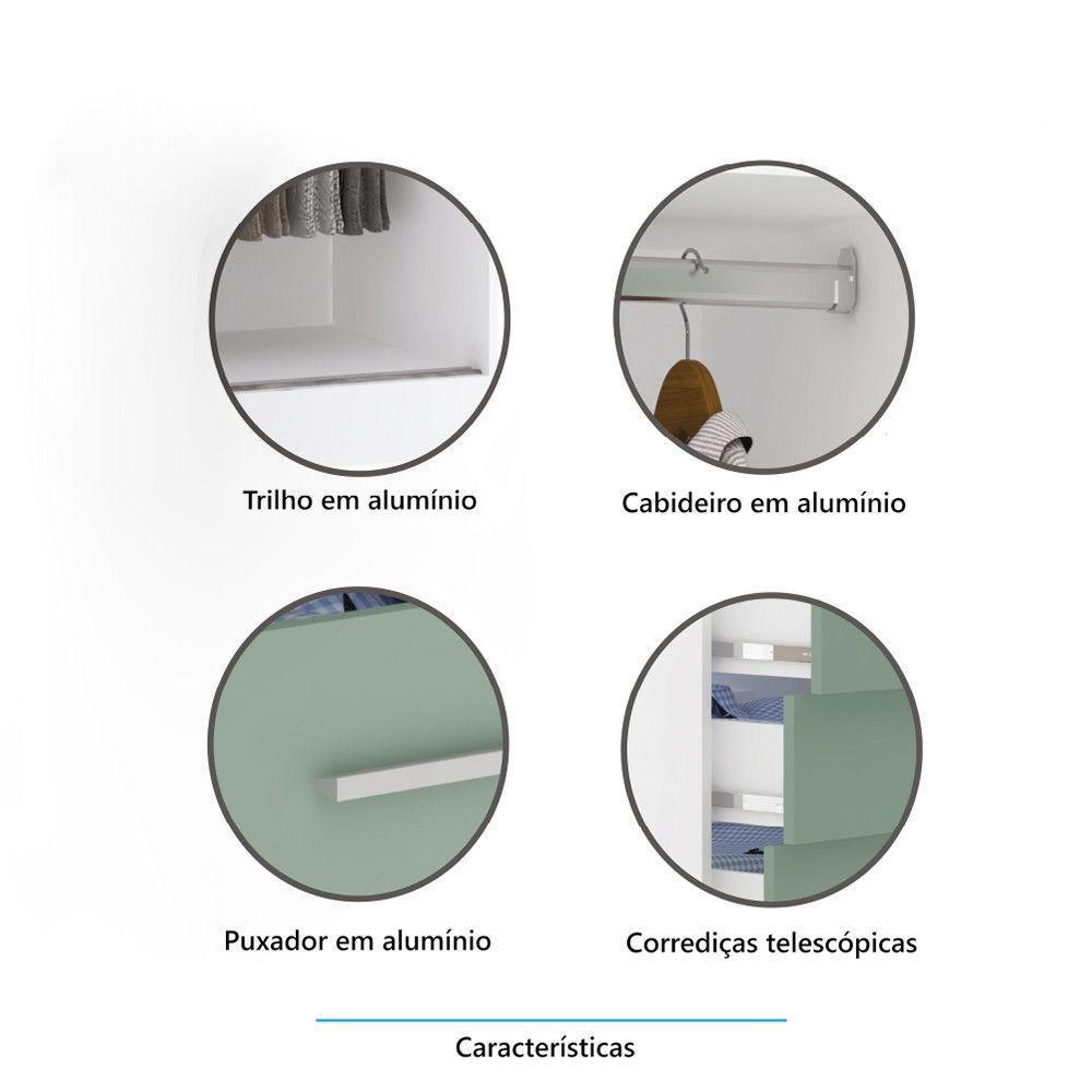 Guarda Roupa Modulado 134,50cm 2 Portas De Correr Alpes Luciane Móveis Branco Pf Com Grey Sky Pf - 2