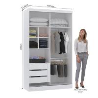 Guarda Roupa Modulado 134,50cm 2 Portas De Correr Alpes Luciane Móveis Branco Pf Com Grey Sky Pf - 4