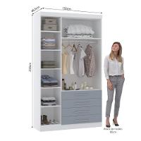 Guarda Roupa Modulado 132cm 3 Portas E 4 Gavetas Alpes Luciane Móveis Branco Pf Com Grey Sky Pf - 2