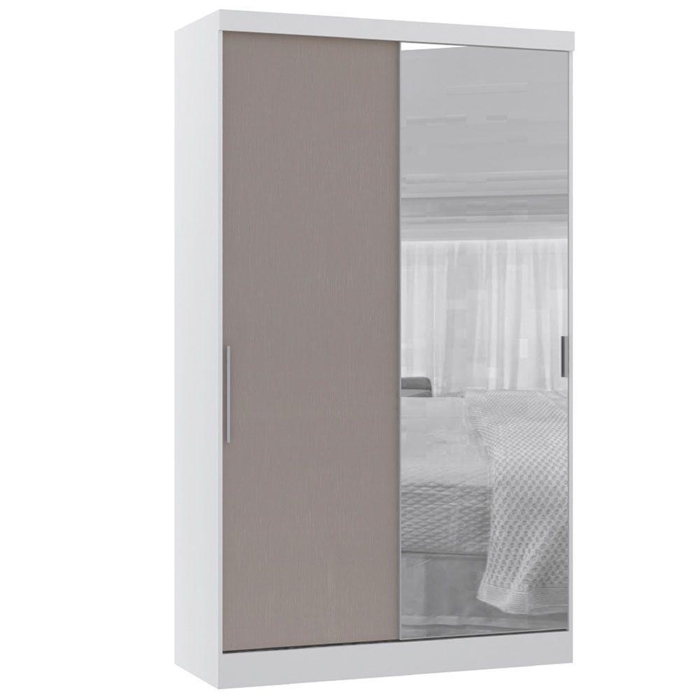 Guarda Roupa Modulado 134,50cm 2 Portas De Correr Com Espelho Alpes Branco Pf Com Cinammon Pf - 1