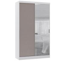 Guarda Roupa Modulado 134,50cm 2 Portas De Correr Com Espelho Alpes Branco Pf Com Cinammon Pf - 1