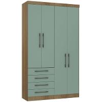 Guarda Roupa Modulado 134,50cm 4 Portas E 4 Gavetas Paris Luciane Móveis Avelã Pf Com Verde Pf - 1