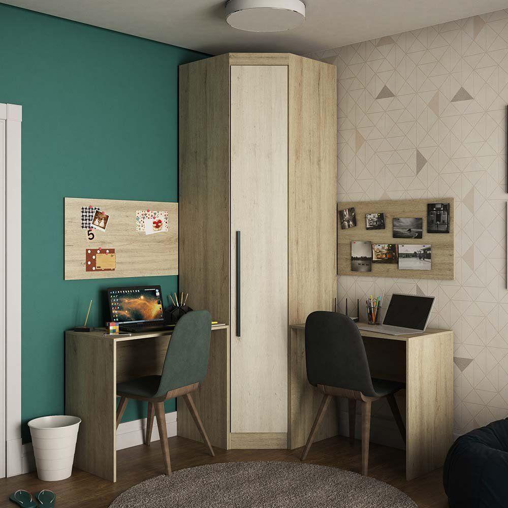 Guarda Roupa De Canto 1 Porta Avelã Rústico/Ártico - 1