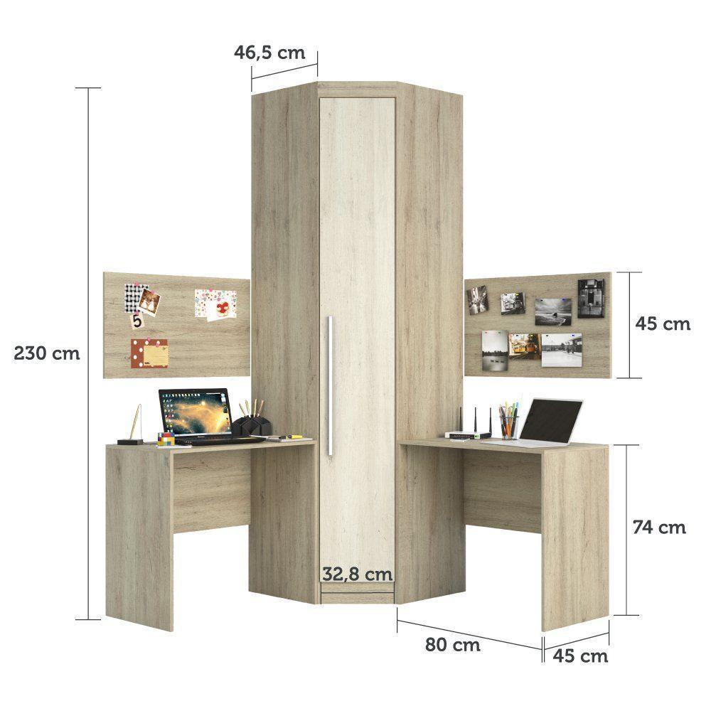Guarda Roupa De Canto 1 Porta Avelã Rústico/Ártico - 4