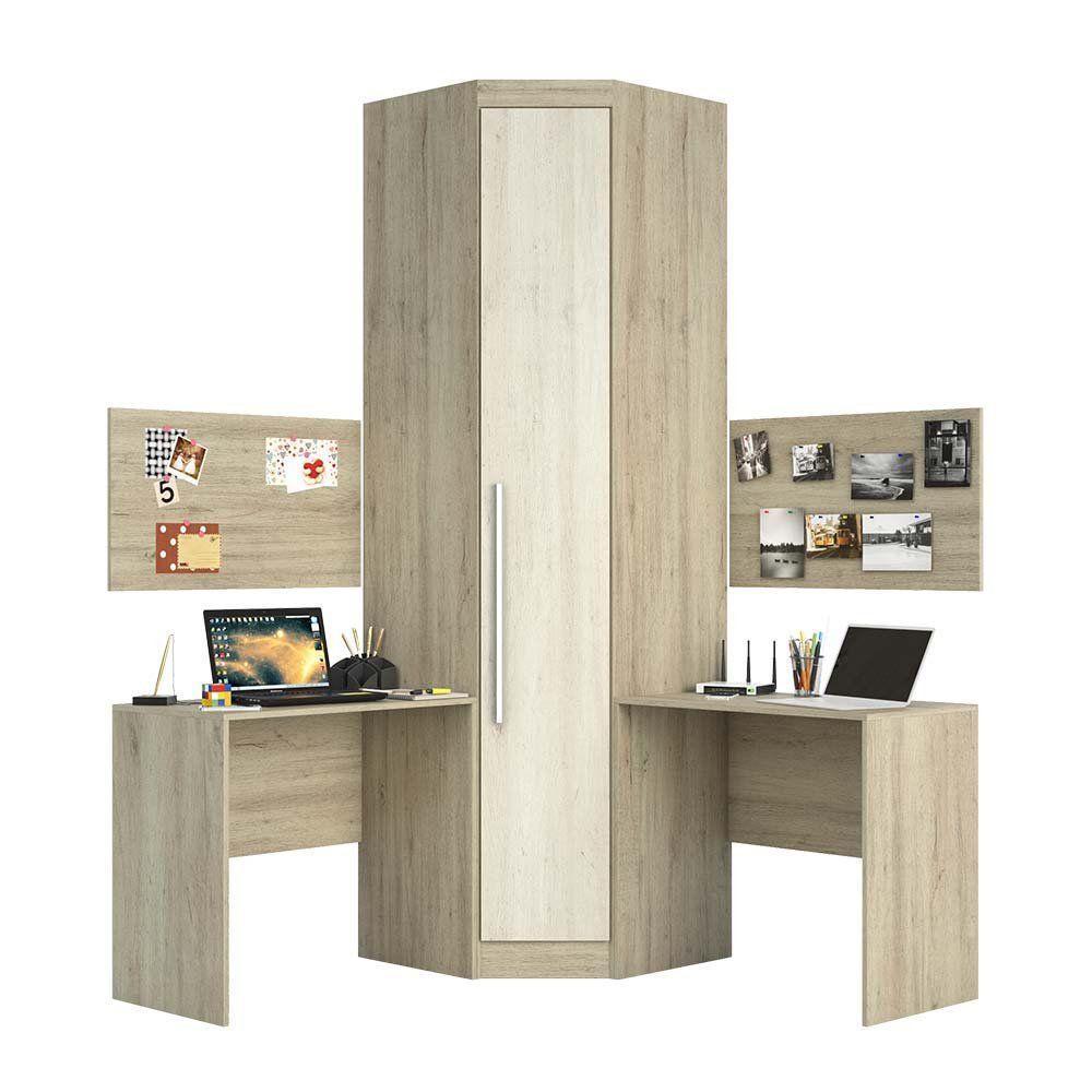 Guarda Roupa De Canto 1 Porta Avelã Rústico/Ártico - 6