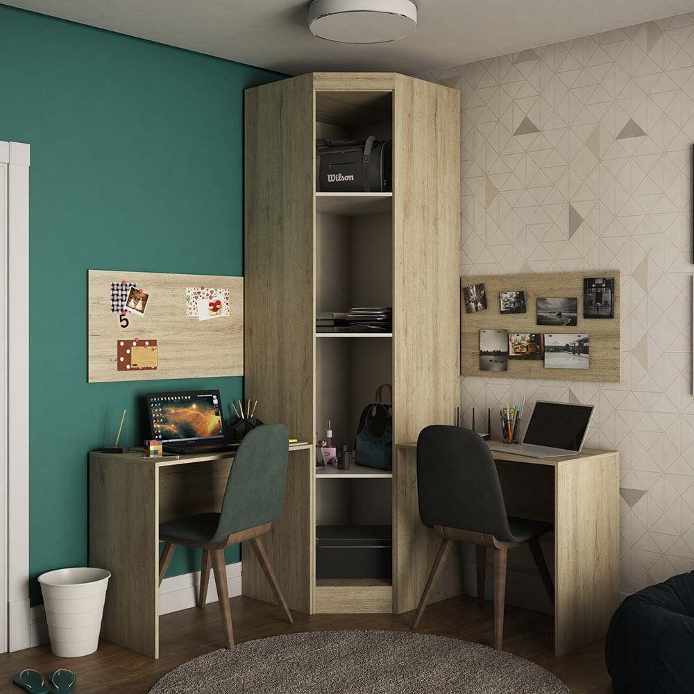 Guarda Roupa De Canto 1 Porta Avelã Rústico/Ártico - 7