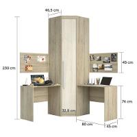 Guarda Roupa De Canto 1 Porta Avelã Rústico/Ártico - 7