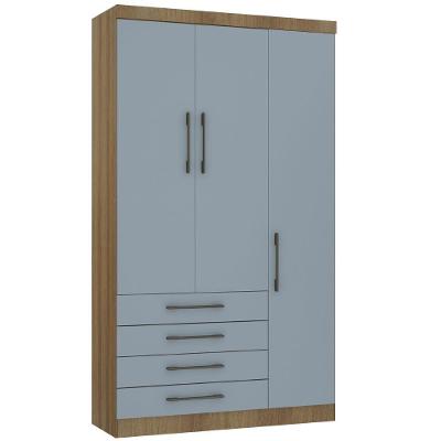 Guarda Roupa Casal Paris 3 Portas 4 Gavetas Grey